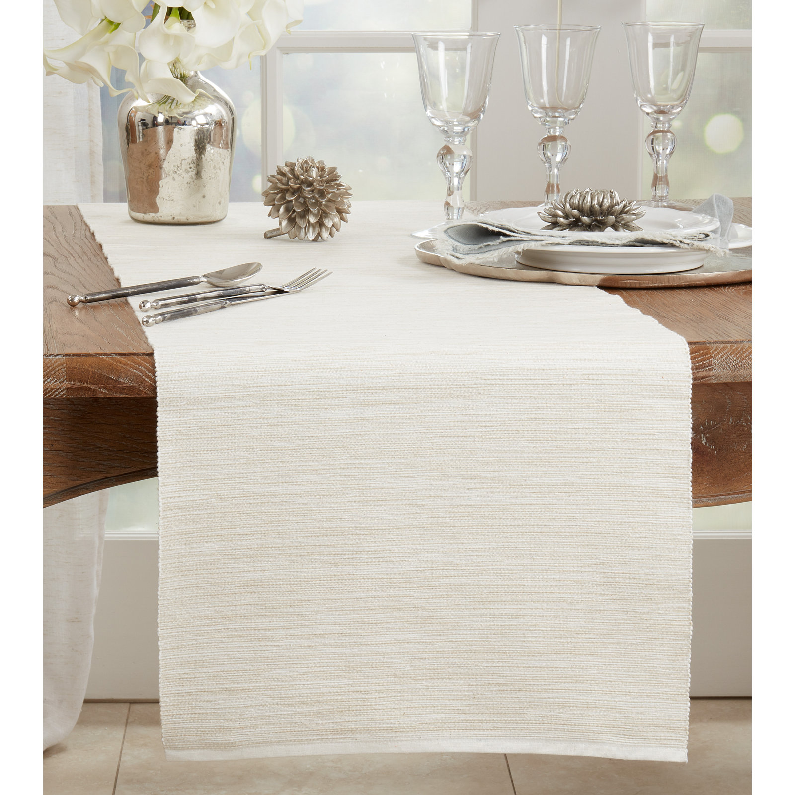 Bay Collection No Pattern Table Runnner, Natural