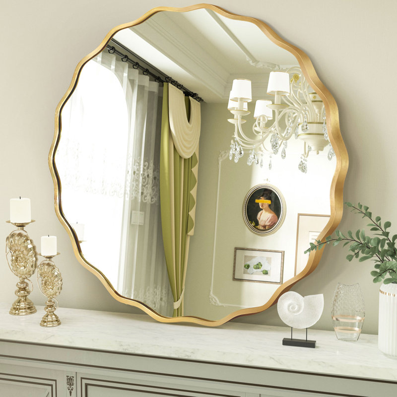 Aluminium Round Mirror, 60 cm H x 60 cm W, Gold