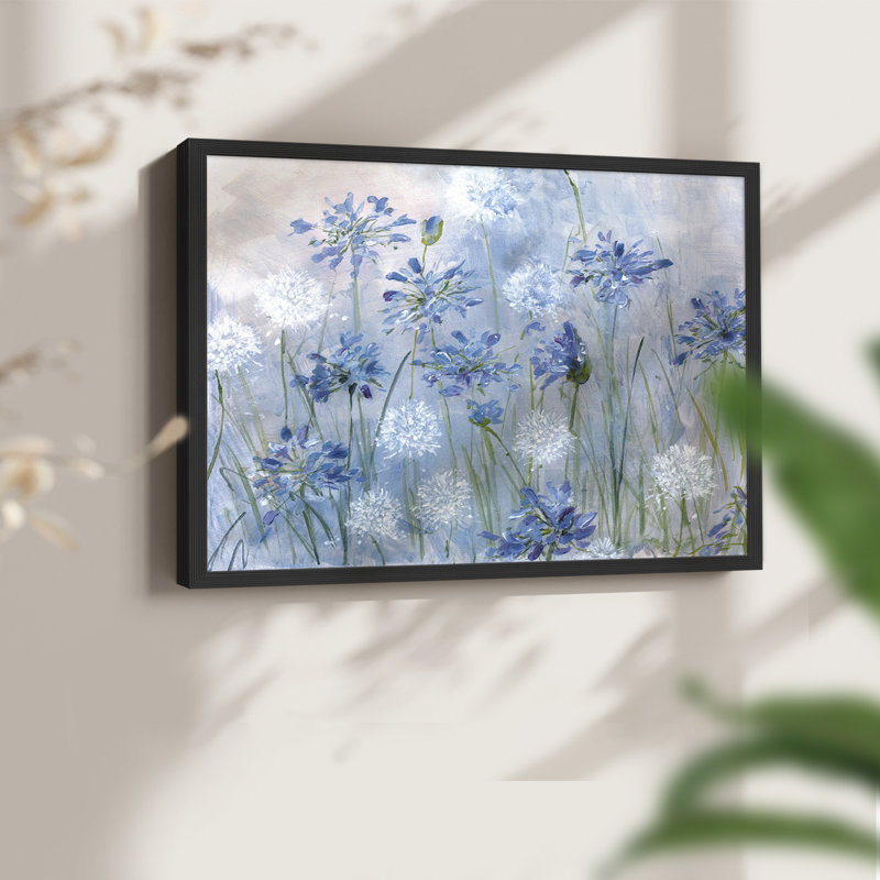 Dandelion and Agapanthus -Framed Print - Restickable, H 11 po x l 14 po, Noir, noir, noir, noir