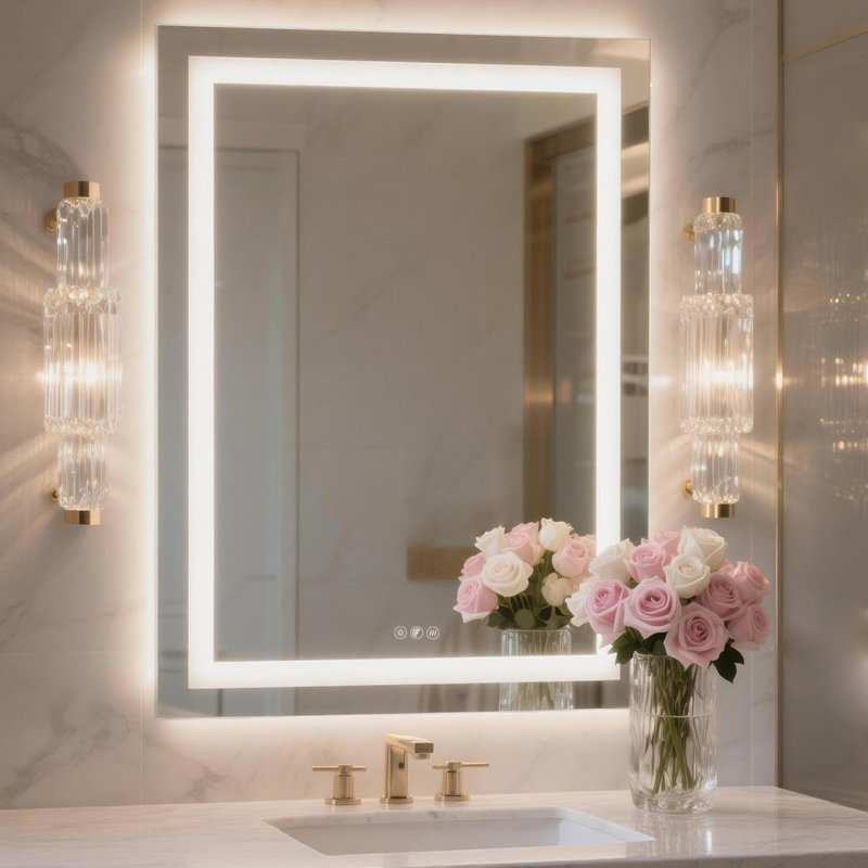 20''X28'' Led Bathroom Mirror With Anti-Fog & Shatterproof Glass - Front/Backlit Vanity Mirror With Memory Function, Human Motion Sensor, Ul-Listed Led Driver - Wall Mount Lighted Mirror