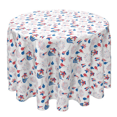 Round Floral Cotton Twill Tablecloth
