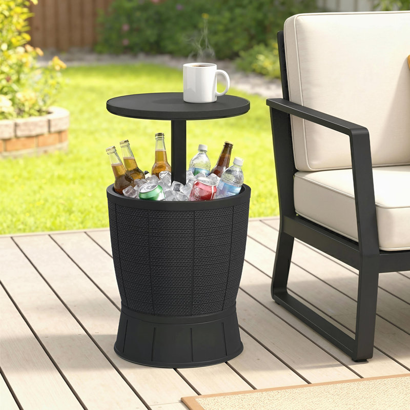 Table d'appoint d'extérieur, table d'appoint 11 gallons, noir, Noir