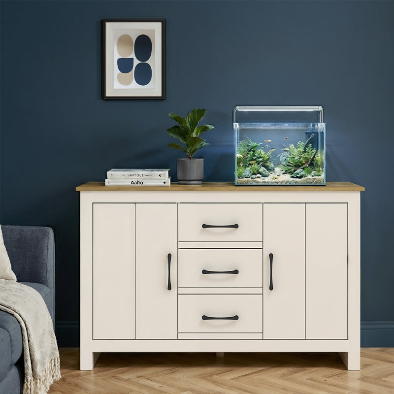 Limestone 119cm Wide 2 Door 3 Drawer Sideboard, Natural