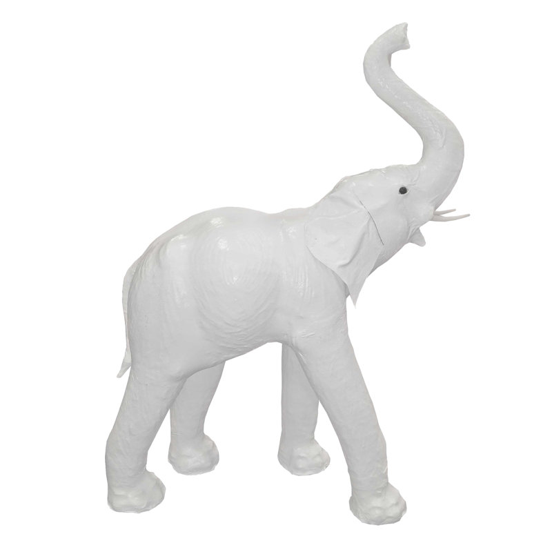 Hillenbrand Leather Elephant, 12" H x 12" W x 4" D, White, Paper Mache