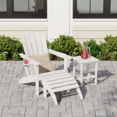 Chaise Adirondack d'extérieur en poly avec table d'appoint et repose-pieds
