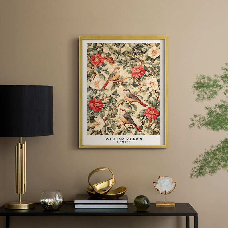 WM MORRIS Series CLXXV Framed Print - Solid Wood, 21" H x 17" W, Gold