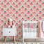 Papier peint auto-adhésif à motif floral de couleur rose pastel à peler et coller-1922992887