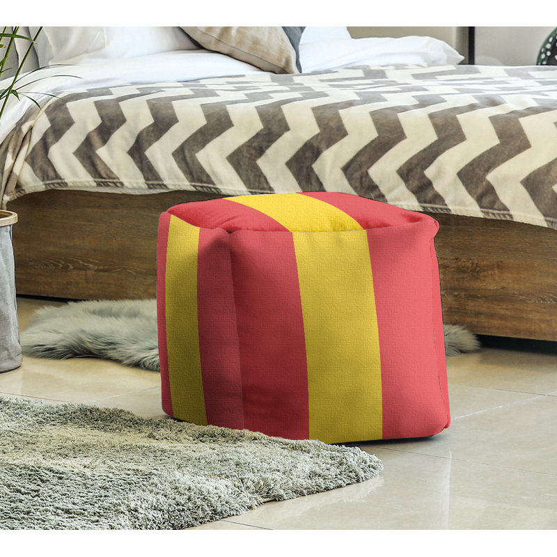 Repose-pieds cube rayures maryland, Rouge / jaune / rouge