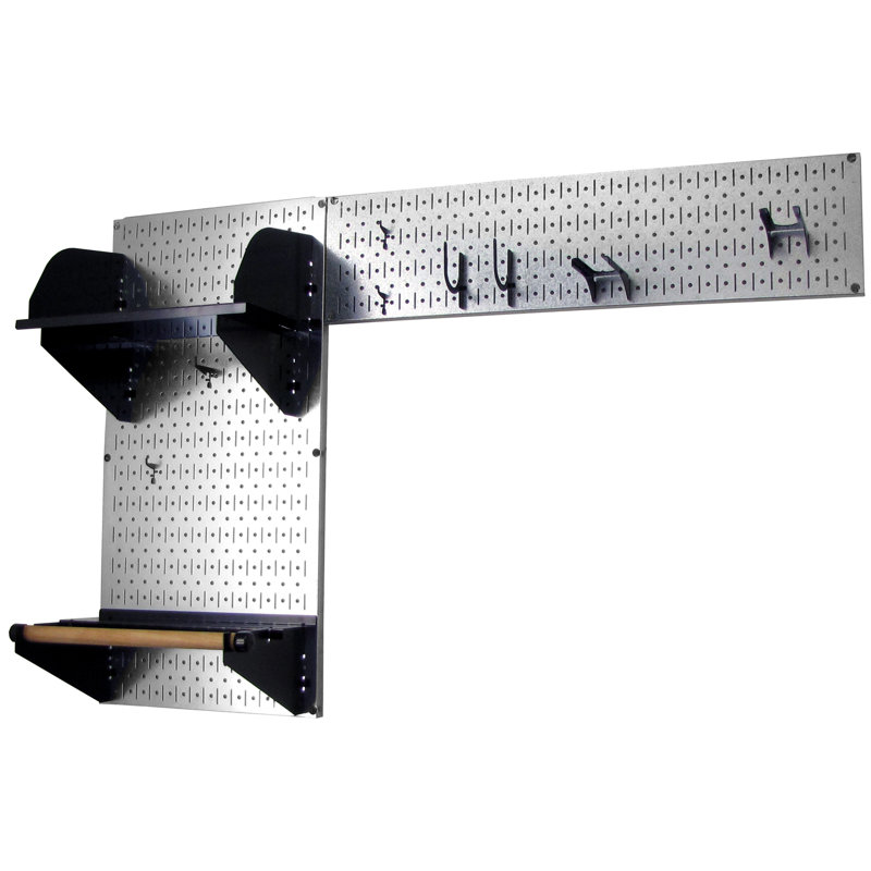 Ensemble de rangement de panneau perforé pour outils de jardin Rylan, Métallique / Noir