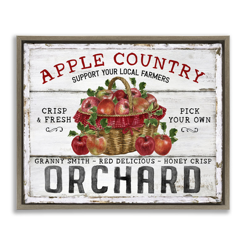 «Rustic Apple Orchard», art mural sur toile par Creatif Belle, Cadre flottant orme Montalcino, H 25 po x l 31 po