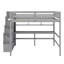 Lit mezzanine avec bureau, tablettes de rangement et escalier-676363694