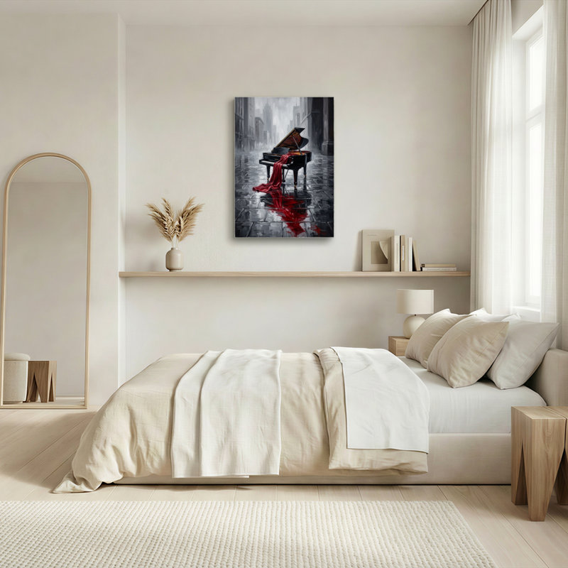 «Gallery Wrap», art mural sur toile pour le salon, la chambre à coucher, le bureau ou le vestibule - décoration murale décorative avec reflet de piano