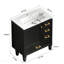 Meuble-lavabo noir 30 po. Armoire de rangement abondante - 1 porte à fermeture douce et 3 tiroirs-750044827