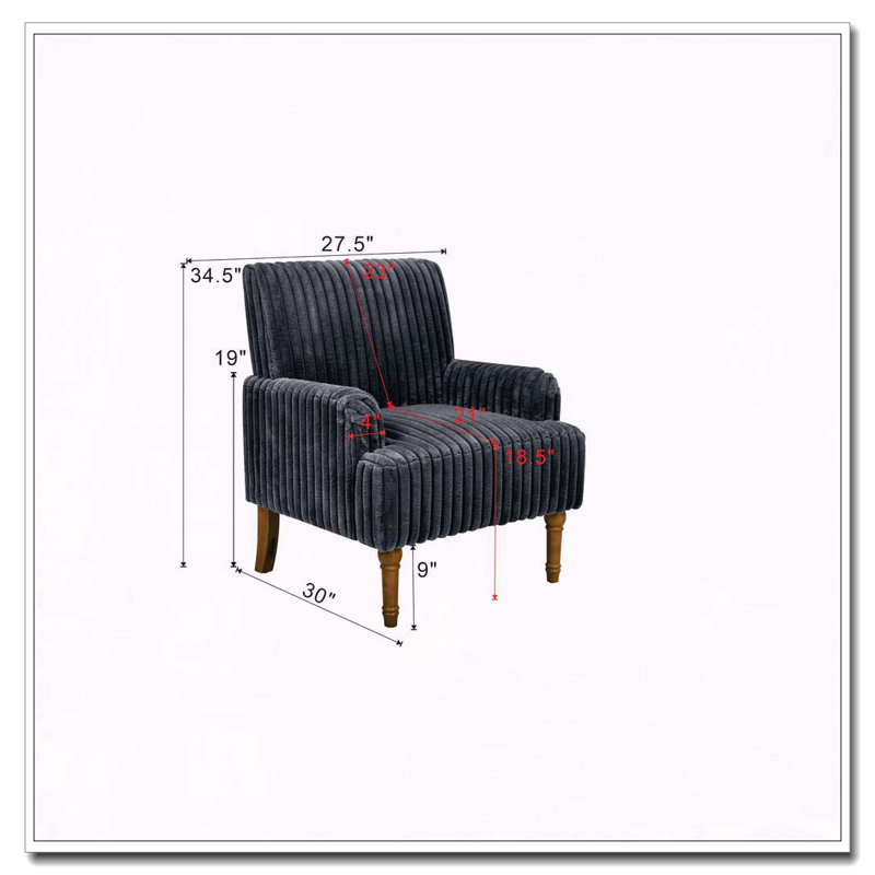 Chaise d'appoint moderne en velours côtelé, Gris foncé