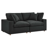 Commix Down Filled Overstuffed 2 Piece Sectional Sofa Set In Black