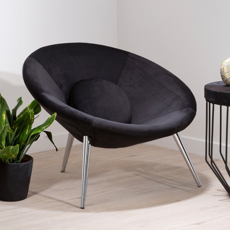 Birklee Velvet Barrel Chair, Black