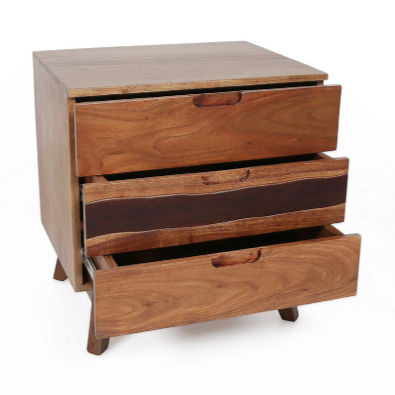 Table de chevet 2 tiroirs Declen, Marron clair