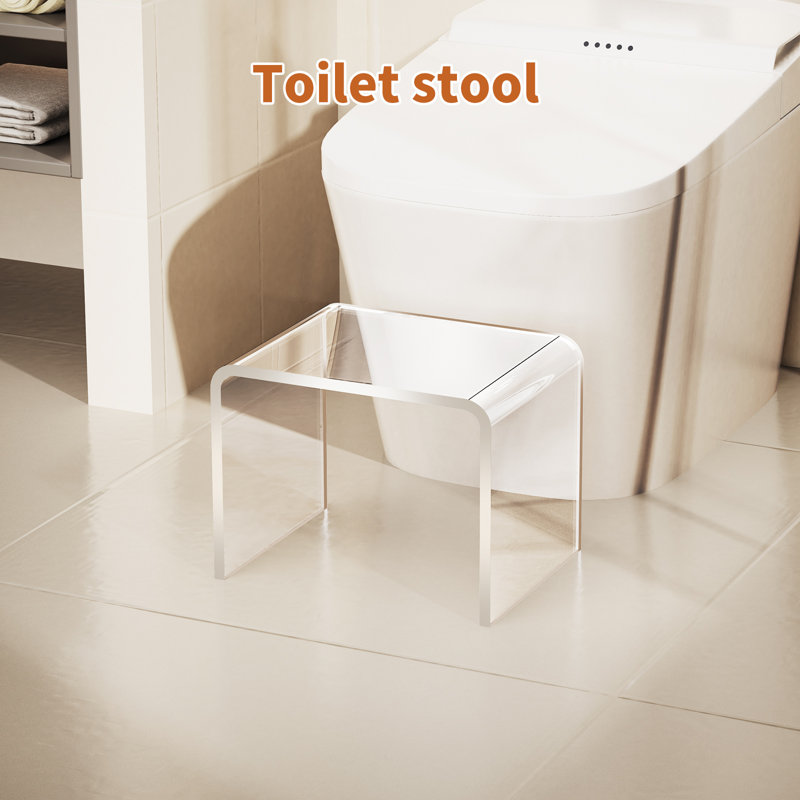 Acrylic Step Stool , Foot stool , Clear Acrylic End Table for Bathroom Bedroom (with Non-Slip, 12.6'' x 9'' × 9.8'')