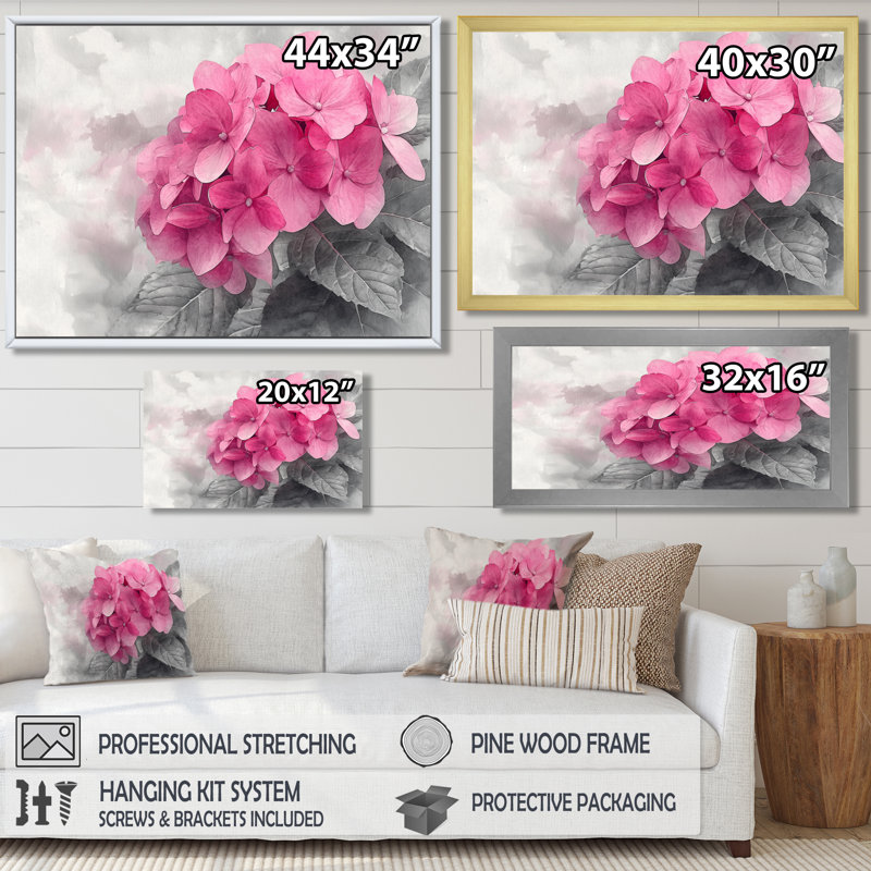 Keziah - Floral Wall Art, Floater Framed Print, 34" H x 44 W, Black