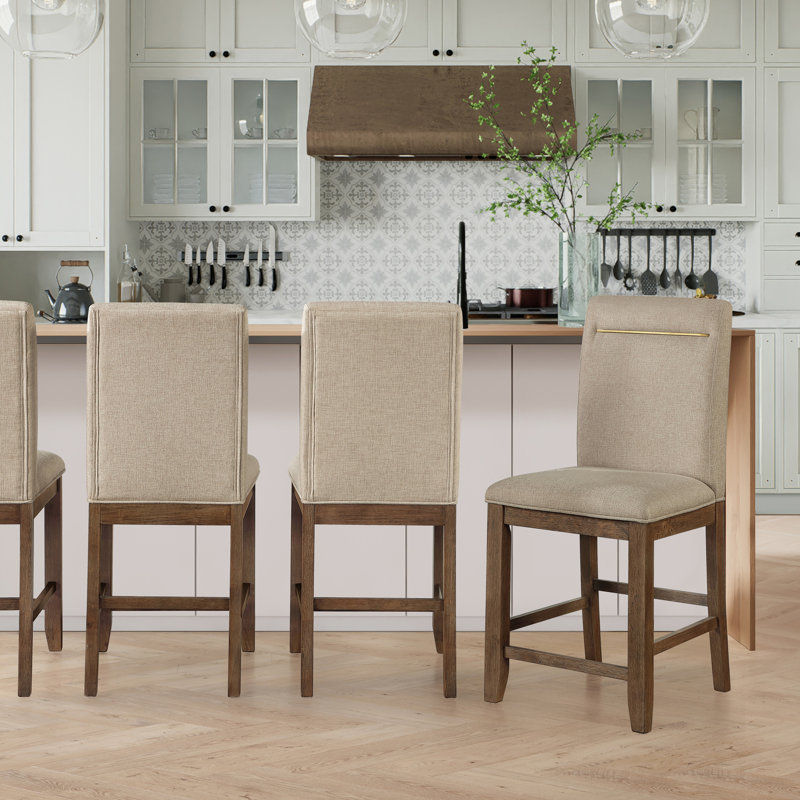 Tabouret de comptoir en bois massif Applegate, Brun caramel, Beige