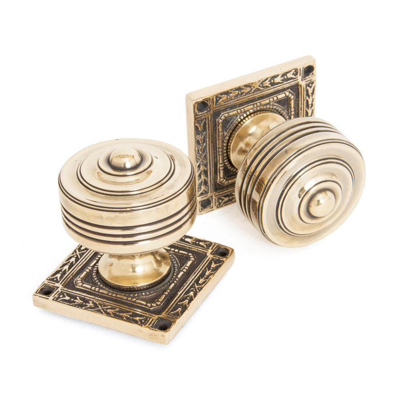 Pair Door Hinges, 10.2cm H x 18cm W x 1.3cm D, Beeswax