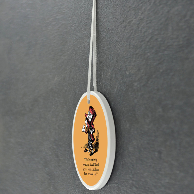 Entirely Bonkers Alice In Wonderland Oval Shaped Ceramic Ornament Bauble