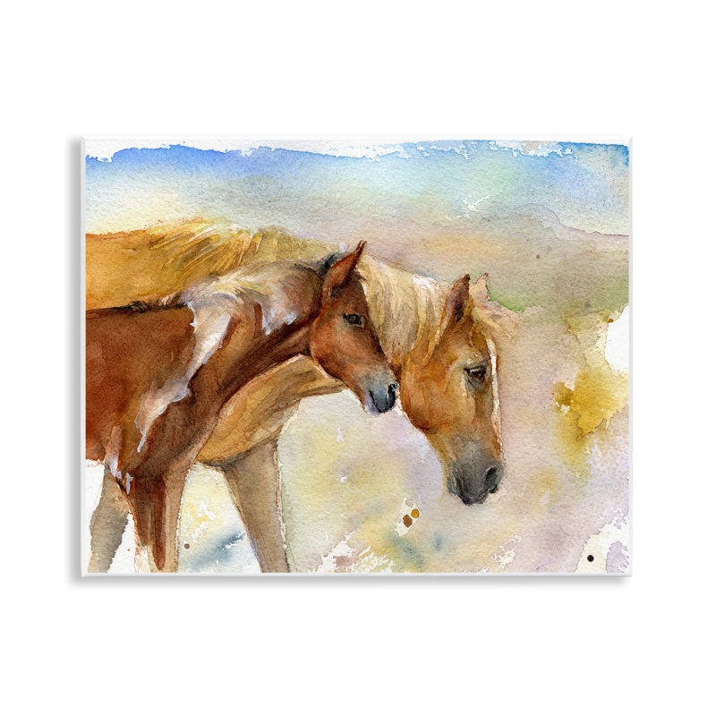 Wild Horses Watercolor Wall Plaque Art by John Keeling