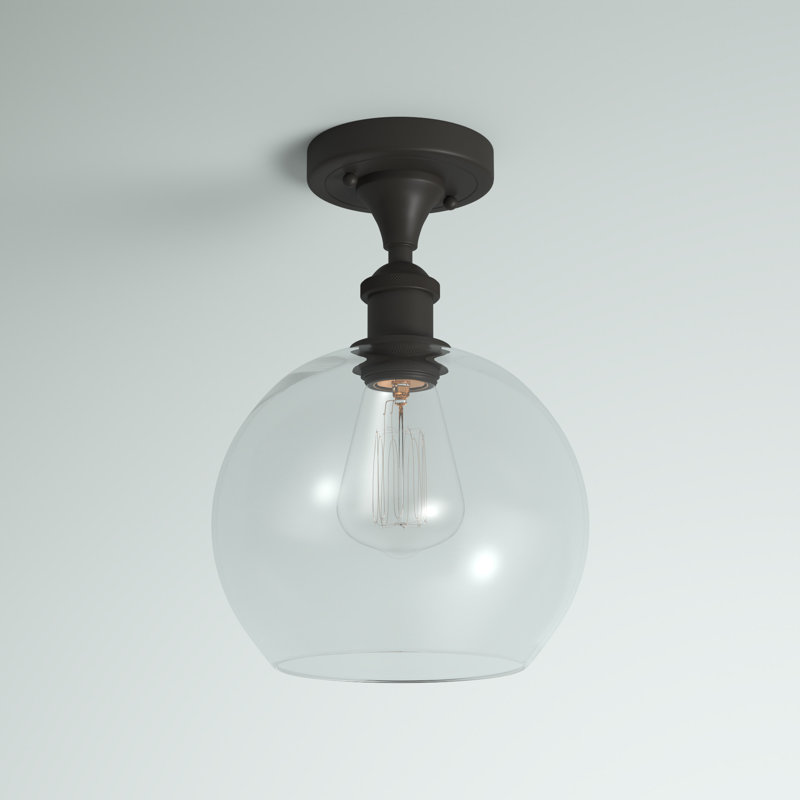 Baptista Semi Flush Mount, Oil Rubbed Bronze, Clear, 12'' H X 8'' W X 8'' D