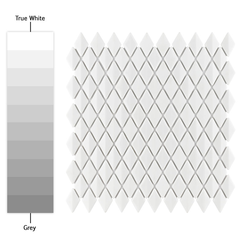 Expressions Beveled Diamond White 11-5/8" x 12" Glass Mosaic Tile