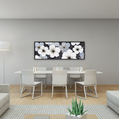 " White Flowers With Leaves Outlines "