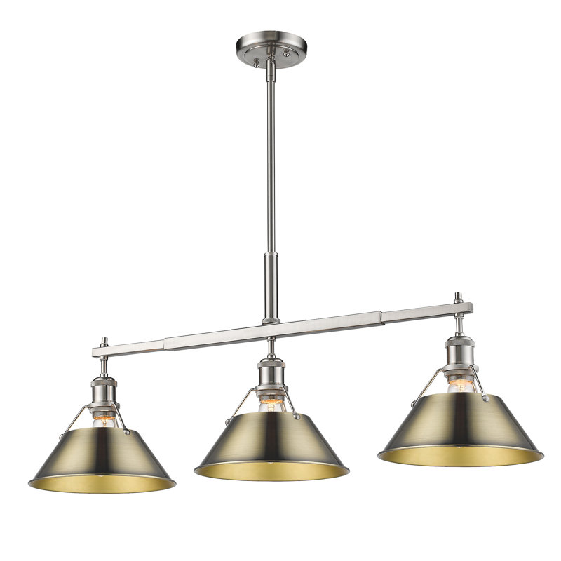 Weatherford 3 - Light Kitchen Island Pendant, Pewter, Aged Brass