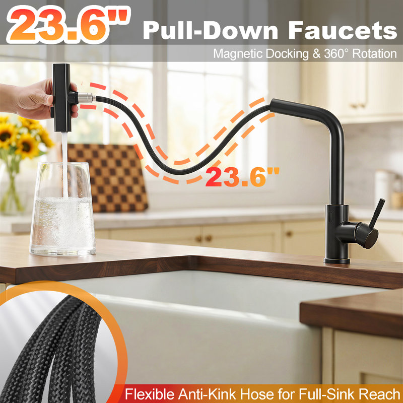 Touchless Kitchen Faucet With Motion Sensor And Pull-Down Sprayer, Hands-Free Automatic Smart Kitchen Sink Faucet