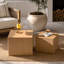 Ensemble de 2 tables basses cubiques en bois naturel