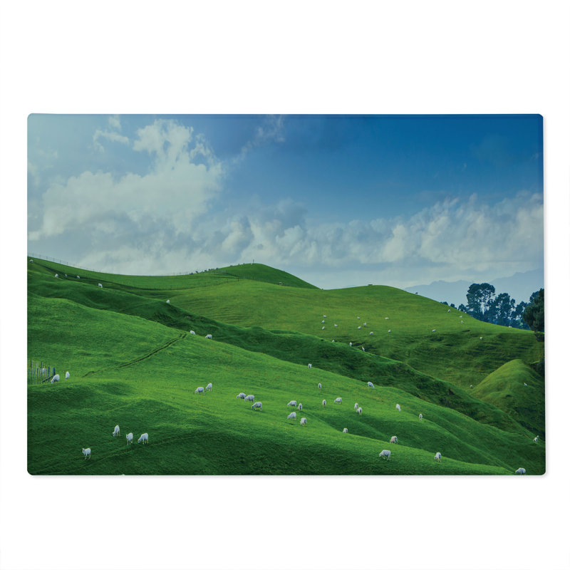 Planche à découper Ambesonne vert blanc grand mouton et bleu ciel vert blanc