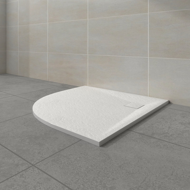 Antoria Slate Shower Tray, 90cm H x 90cm W x 3.2cm D, White