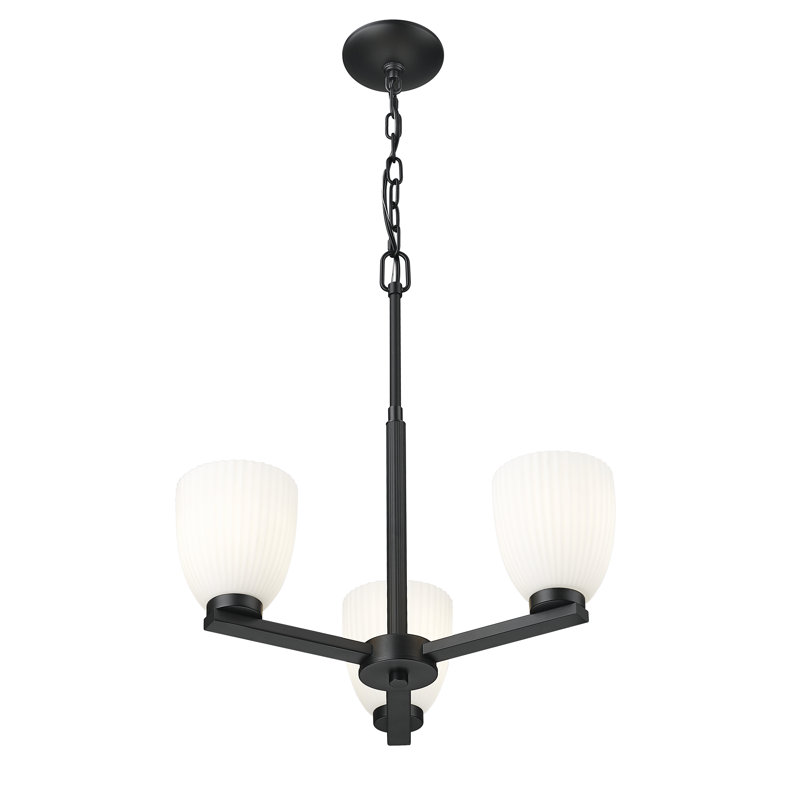 Mateo Modern Chandelier, Matte Black, 3 Lights, 21.25" H x 19.25" W x 19.25" D