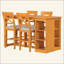 Ensemble de table de salle à manger à hauteur de comptoir en bois massif avec tablettes de rangement à 3 niveaux, chaises de salle à manger rembourrées pour 4, 5 pièces-1954910949