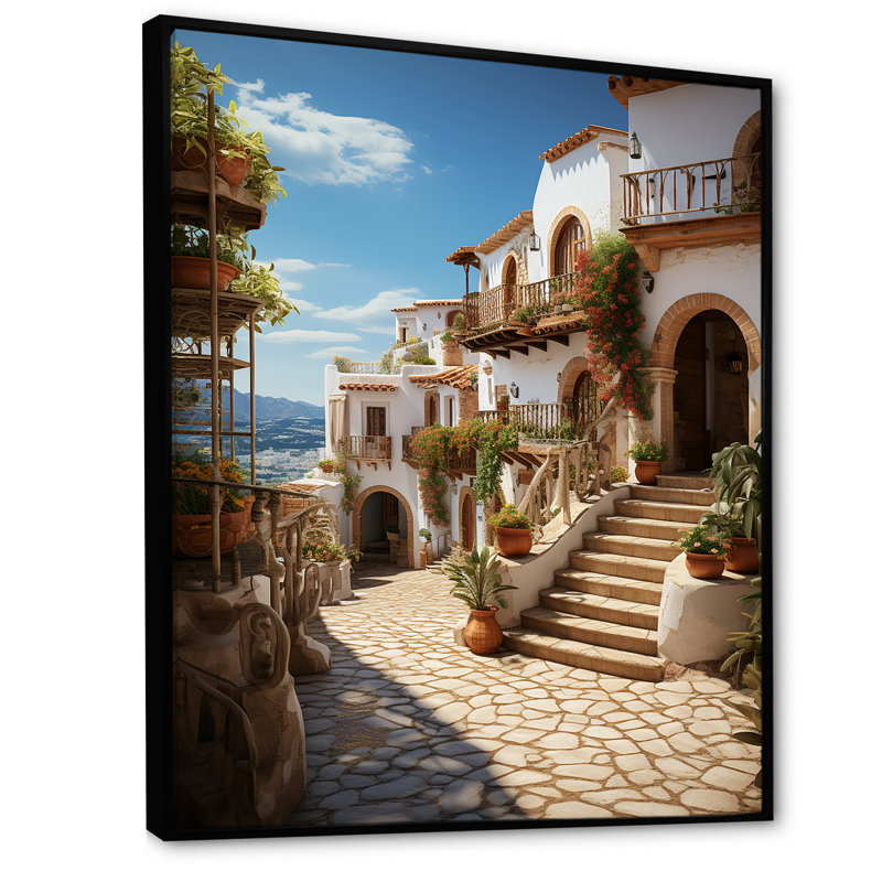 Espagne Espagne Village III - impression, H 20 po x l 12 po x P 1 po, Cadre flottant noir