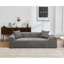 Tissu bouclé gris foncé - 3 places et 2 places avec coussins, table de bout, pièce confortable et confort élégant-1672348840