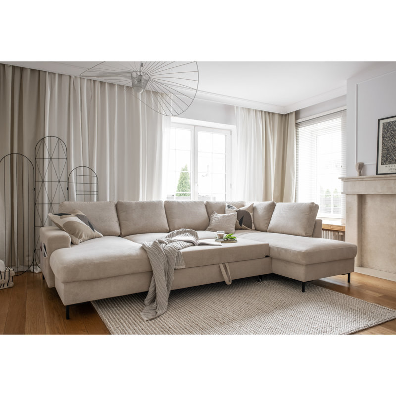 Lofty Lilly 8 seater Corner Sofa Bed, Right Hand Facing, Beige