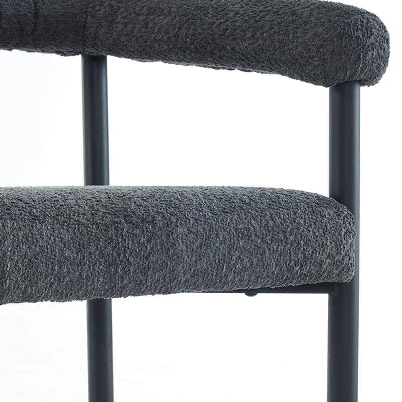 Ensemble de 2 tabourets de bar modernes rembourrés, chaises de bar à hauteur de comptoir en tissu Boucle, Gris