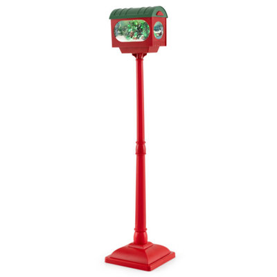 Lampadaire de Noël 59 pouces avec boule à neige lanterne rouge