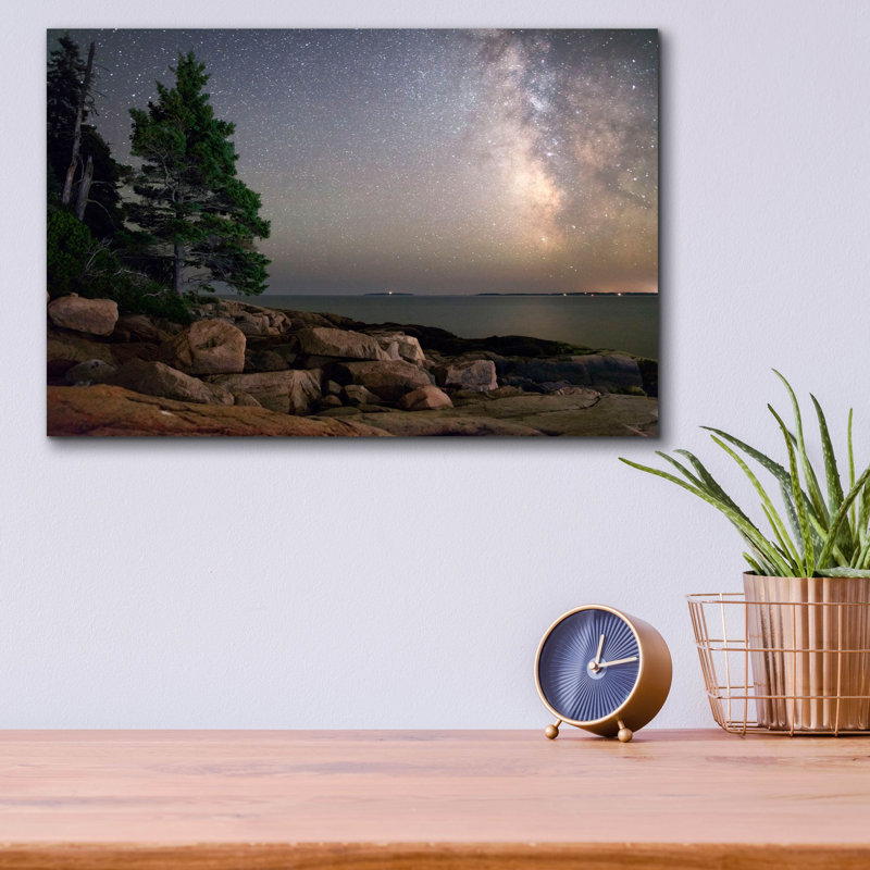 «Acadia Np Me Milky Way 1407» par Mike Jones, art mural en verre acrylique, 16 po x 12 po, 16 po x 12 po