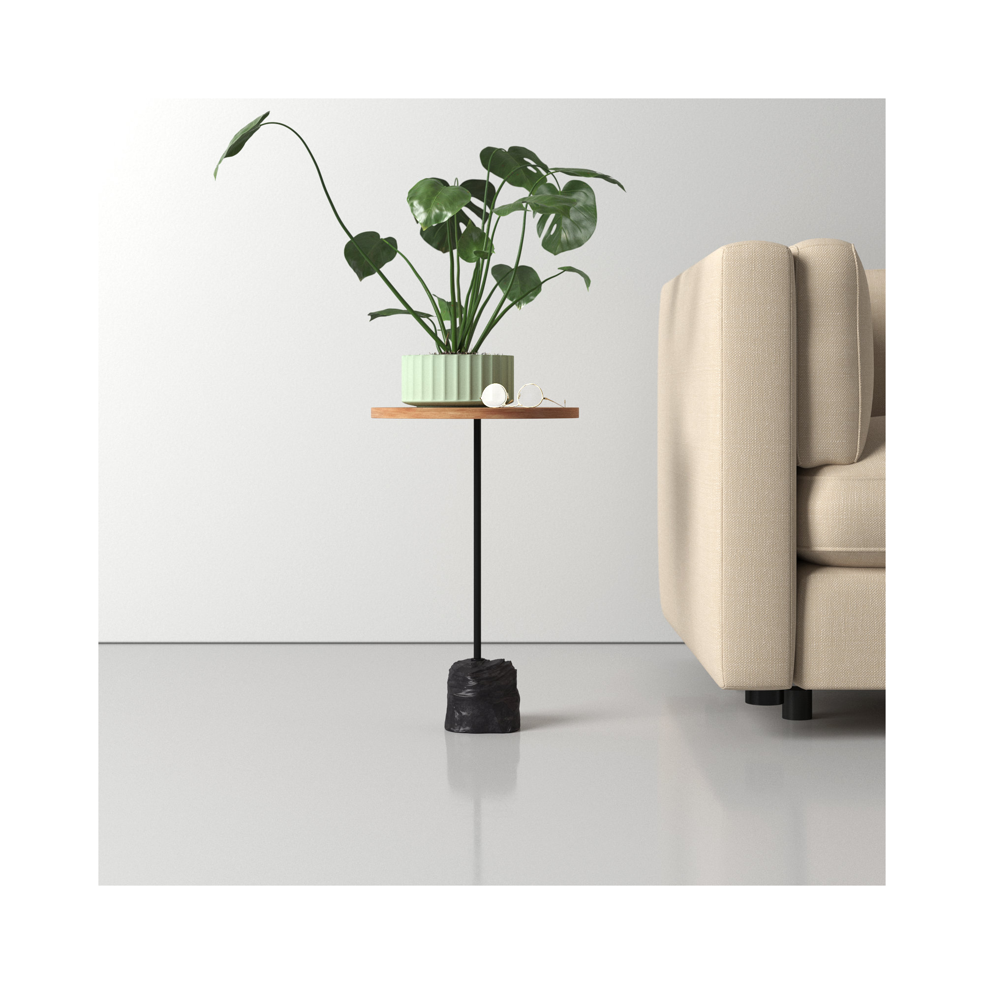 Nicholas Solid Wood End Table, Natural, Black