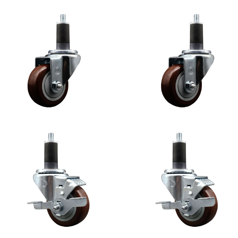 Ensemble de roulettes extensibles en polyuréthane pivotant 3 pouces 1 pouce et 4 pouces 2 roues SCC