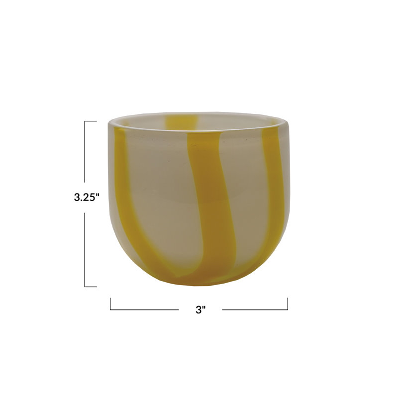 Round Soda Glass Tealight/Votive Holder With Stripes