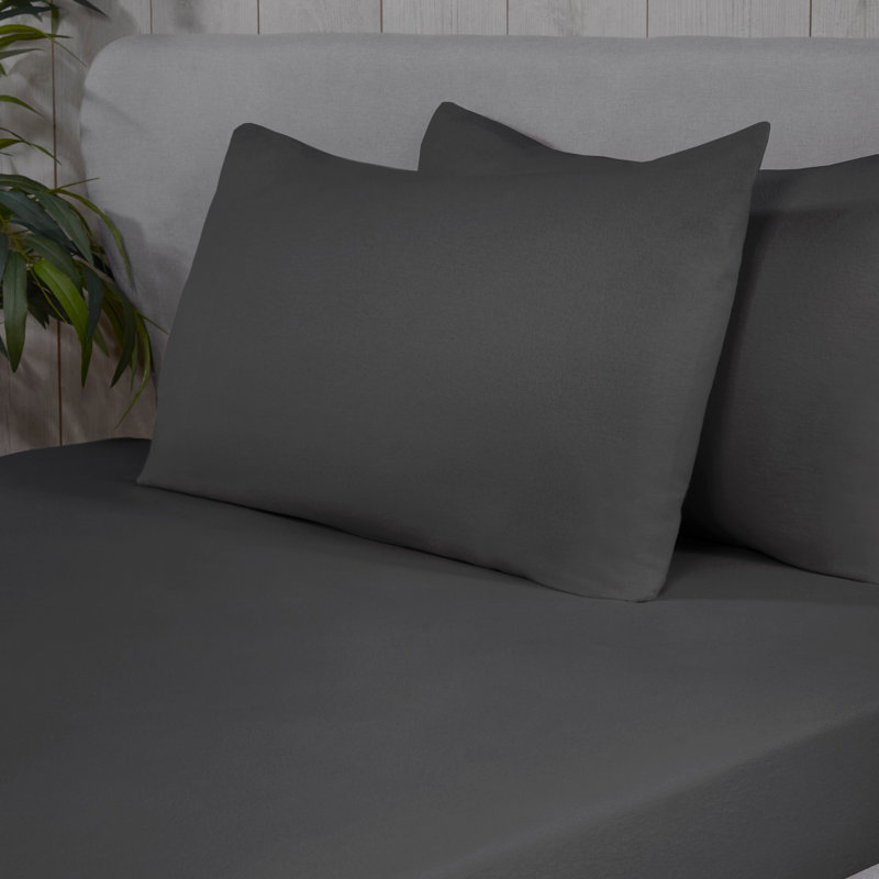 Felita Flannel Machine Woven Pillowcase - Set of 2, Charcoal