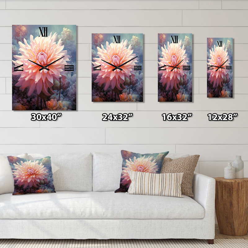 Horloge murale blanche surdimensionnée - Mums Blossoms, Petit