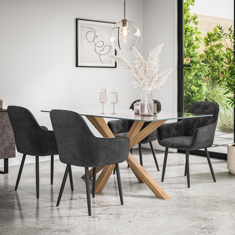 Ailla 6 - Person Dining Set, Black