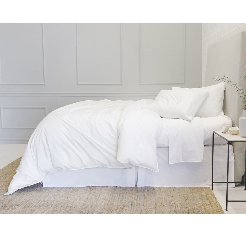 Parker White 100% Cotton 300 TC Modern & Contemporary 3 Piece Duvet Cover Set, Twin Duvet Cover + 1 Standard Sham, White
